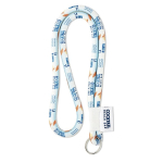 Lanyard cilíndrico y poliéster impreso a todo color 0,8cm Tube Sublim color blanco