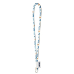 Lanyard cilíndrico y poliéster impreso a todo color 0,8cm Tube Sublim color blanco