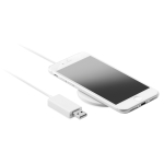 Cargadores inalámbricos promocionales ultradelgados y redondos Slim color blanco segunda vista