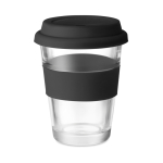 Taza para llevar de cristal con tapa y cinta 350ml color negro cuarta vista