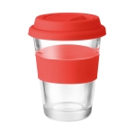Tazas para llevar de cristal con tapa y cinta 350ml Takeaway Cristal color rojo