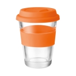 Tazas para llevar de cristal con tapa y cinta 350ml Takeaway Cristal color naranja
