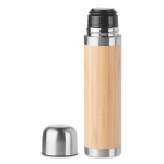 Termos promocionales de acero con exterior de bambú 400ml Bamboo color madera segunda vista