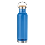 Bidones personalizados de tritán con tapa de bambú y asa 800ml Clip color azul transparente