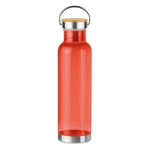 Bidones personalizados de tritán con tapa de bambú y asa 800ml Clip color rojo transparente