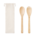 2 utensilios de cocina de bambú para ensalada con bolsa Bamboo