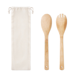 2 utensilios de cocina de bambú para ensalada con bolsa Bamboo segunda vista