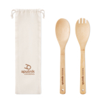 2 utensilios de cocina de bambú para ensalada con bolsa Bamboo vista principal