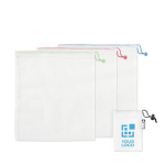 Set 3 bolsas de plástico reciclado para fruta o verdura RPET Greenery vista de impresión