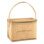 Bolsa nevera kraft con asa y bolsillo, capacidad para 6 latas Kraft color beige