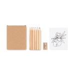Set para colorear con 6 lápices, sacapuntas y 20 páginas Picasso color beige tercera vista
