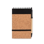 Libreta de bolsillo sostenible con boli A6 hojas a rayas CorkSpiral color negro