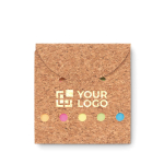 Set eco con logotipo para notas con etiquetas de colores SlimCork vista de impresión