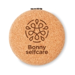 Espejo con logotipo acabado en corcho y de forma circular Corkstyle color beige vista principal tercera vista