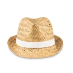 Sombreros personalizados de paja natural con cinta de poliéster Havana color blanco segunda vista