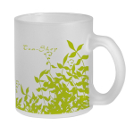 Taza de vidrio esmerilado con acabado en efecto hielo 340ml color blanco imagen con logo