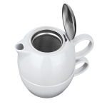 Juego de té con tetera de 440ml personalizado y taza Duet color blanco primera vista