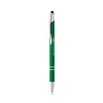 Bolígrafo táctil para empresas delgado de aluminio tinta azul color verde imagen con logo 3