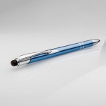 Bolígrafo táctil para empresas delgado de aluminio tinta azul Slimtouch color azul claro tercera vista