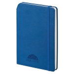 Libretas de PU con soporte para bolígrafo A5 hojas a rayas Edgewise color azul imagen con logo 5