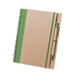Cuadernos reciclados con bolígrafo y anillas A5 hojas lisas Colouring color verde primera vista