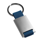 Llavero serigrafiado de metal con tira de colores en poliéster Colors color azul