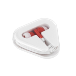 Auriculares promocionales con cable en estuche triangular Bass color rojo