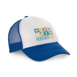 Gorra de poliéster con rejilla y cierre de plástico 150 g/m2 color azul imagen con logo