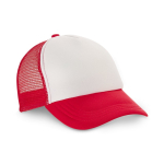 Gorra de poliéster con rejilla y cierre de plástico 150 g/m2 color rojo