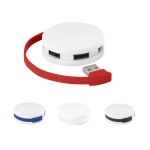 Hub promocional USB de 4 puertos circular con cable de color Round varios colores