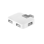 Hub personalizado barato de plástico con 4 puertos USB color blanco tercera vista