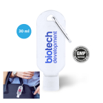 Gel para higiene y limpieza con mosquetón y dosificador 30ml Hold quinta vista