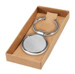 Llavero redondo clásico de metal de alto brillo Geometric Circle color plateado