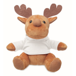 Peluche de reno personalizado con camiseta para el logo Rudolph color blanco