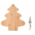 Set de tabla y cuchillo en forma de árbol para quesos navideño Bamboo color madera segunda vista