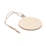Adorno navideño de madera con forma de bola y cordón para colgar color madera segunda vista