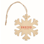 Adorno de copo de nieve de madera con colgante Navideño Snowflake color madera vista principal