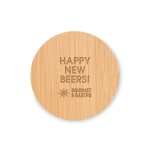 Abrebotellas circular con posavasos de bambú corporativo Round Bamboo color madera vista principal tercera vista