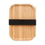 Fiambrera de acero con tapa y 2 cubiertos de bambú 600ml Norway color madera octava vista