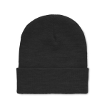 Gorro con logo unisex elástico con puño enrollado RPET Switzerland color negro