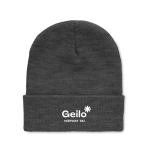 Gorro con logo unisex elástico con puño enrollado RPET Switzerland color gris vista principal