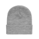 Gorro con logo unisex elástico con puño enrollado RPET Switzerland color gris oscuro