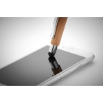 Bolígrafo táctil de bambú con acabado cromado tinta azul Zúrich Bamboo color madera vista fotografía sexta vista