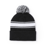 Gorro de invierno personalizado con pompón y detalle blanco PomPom color negro primera vista