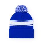 Gorro de invierno personalizado con pompón y detalle blanco PomPom color azul primera vista
