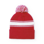 Gorro de invierno personalizado con pompón y detalle blanco PomPom color rojo primera vista