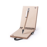 Bloc pequeño con tapas y bolígrafo de bambú A6 hojas a rayas Decor color marrón segunda vista