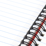 Libretas de tapas rígidas de cartón reciclado A5 hojas a rayas GreenGo color rojo tercera vista