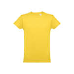 Camisetas publicitarias baratas de algodón cardado 150 g/m2 THC Luanda color amarillo primera vista
