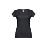 Camiseta con logo entallada cuello V mujer algodón 150 g/m2 THC Athens color negro primera vista